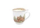 Porcelánový hrnček so sitkom a krytom Medvede 400 ml