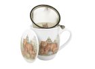 Porcelánový hrnček so sitkom a krytom Medvede 400 ml