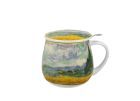 Porcelánový sudový hrnček so sitkom a krytom Vincent Van Gogh - Wheat Field 430 ml