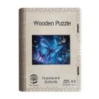 Drevené puzzle Fluorescenčný motýľ A3