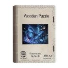 Drevené puzzle Fluorescenčný motýľ A4