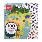 APLI Veľký plagát so 100 nálepkami Mapa sveta