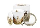 Porcelánový hrnček so sitkom a krytom Cválajúce kone 400 ml
