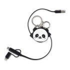 Legami Nabíjací kábel 3v1 výsuvný s kľúčenkou Panda