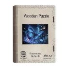 Drevené puzzle Fluorescenčný motýľ A4