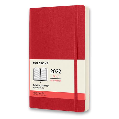 Diár MOLESKINE 2022 denný mäkký červený L