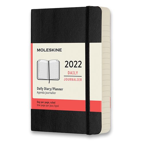 Diár MOLESKINE 2022 denný mäkký čierny S