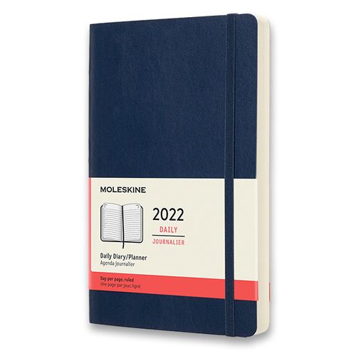 Diár MOLESKINE 2022 denný mäkký modrý L