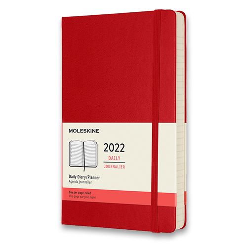 Diár MOLESKINE 2022 denný tvrdý červený L