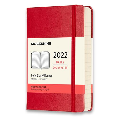 Diár MOLESKINE 2022 denný tvrdý červený S