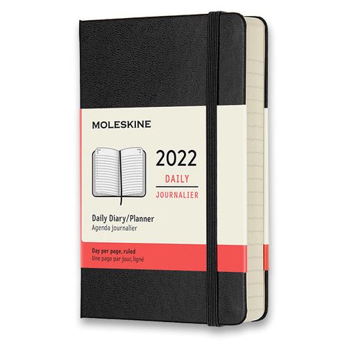 Diár MOLESKINE 2022 denný tvrdý čierny S