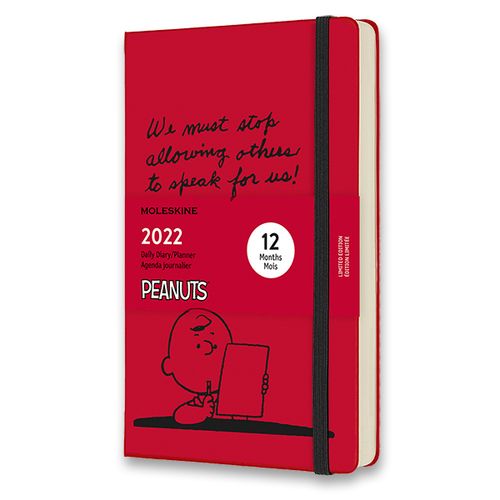 Diár MOLESKINE 2022 denný Peanuts červený L