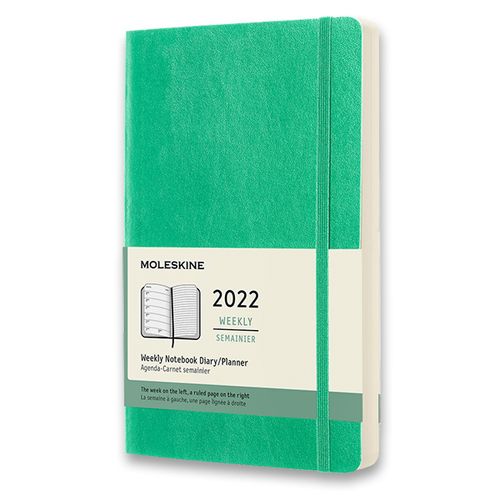 Diár MOLESKINE 2022 týždenný mäkký sv. zelený L