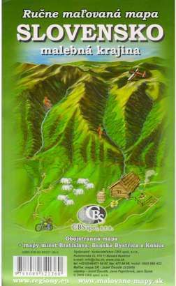 Ručne maľovaná mapa SLOVENSKO malebná krajina
