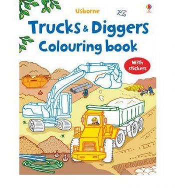 Trucks and Diggers Colouring Sticker Book