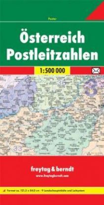 Rakúsko nástenná mapa PSČ lamino + lišta