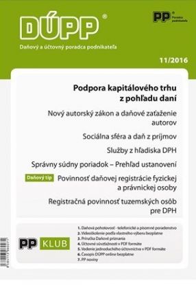 DUPP 11/2016 Podpora kapitálového trhu z pohľadu daní