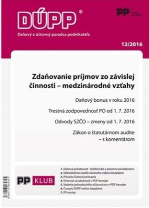DUPP 12 2016 Zdaňovanie príjmov zo závislej činnosti
