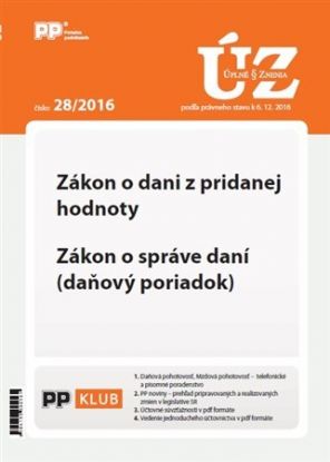 UZZ 28 2016 Zákon o dani z pridanej hodnoty
