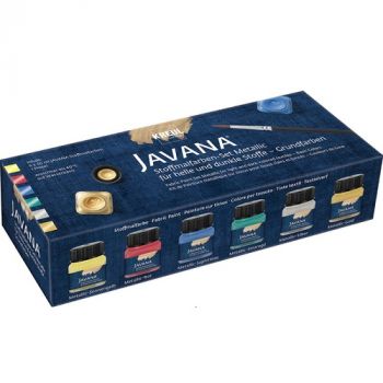 Sada farieb na textil Metallic Basic Colors Kreul Javana 6x20 ml