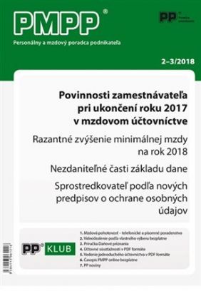 PMPP 2-3/2018 Povinnosti zamestnávateľa pri ukončení roku 2017 v mzdovom účtovníctve
