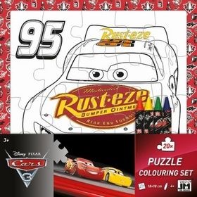 Omalovánkové puzzle s voskovkami - Auta