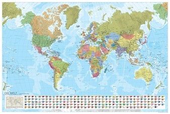 Mapa světa - státy světa s vlajkami (arch v tubusu) 1:35 mil.