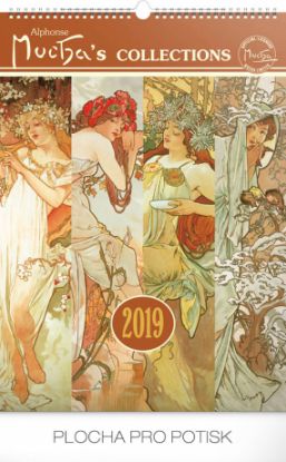 Nástenný kalendár Alfons Mucha 2019, 33 x 46 cm
