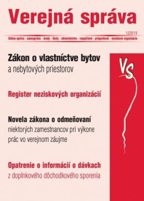 Verejná správa 1 2019 - Zákon o vlastníctve bytov a nebytových priestorov, Register neziskových organizácií