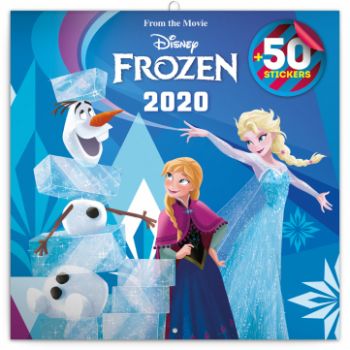 Poznámkový kalendár Frozen – Ľadové kráľovstvo 2020, s 50 samolepkami, 30 × 30 cm