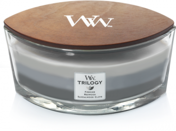 WoodWick sviečka loď Trilogy Warm Woods