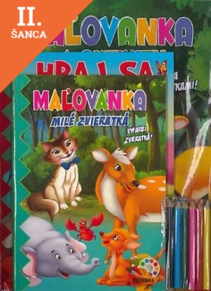 Lacná kniha Komplet Zvieratká (2 maľovanky + 2 aktivity zošity + farebné ceruzky)