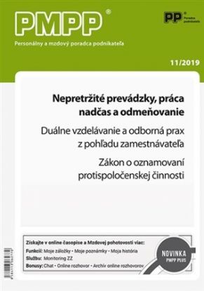 PMPP 11/2019 Nepretržité prevádzky, práca nadčas a odmeňovanie