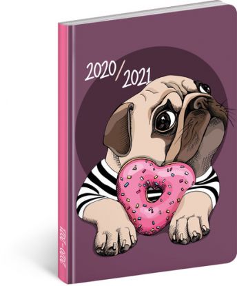 18mesačný diár Petito – Mops 2020/2021, 11 × 17 cm