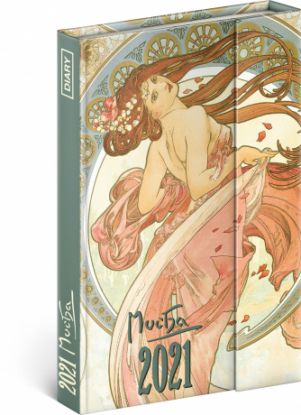 Týždenný magnetický diár Alfons Mucha 2021, 11 × 16 cm