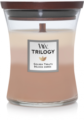 WoodWick sviečka stredná Trilogy Golden Treats