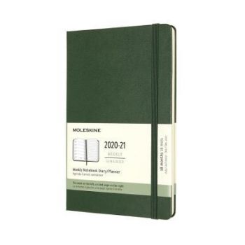 Diár MOLESKINE 18m2020-2021 týžden.tvrdý tm.zelený