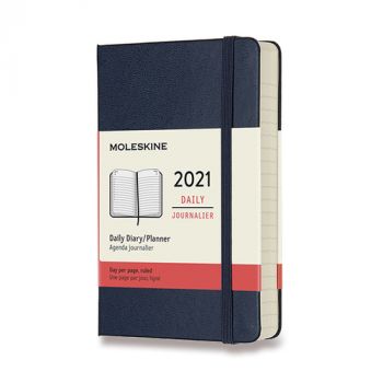Diár MOLESKINE 2021 denný tvrdý modrý S