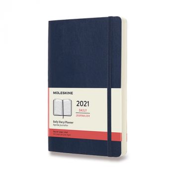 Diár MOLESKINE 2021 denný mäkký modrý L