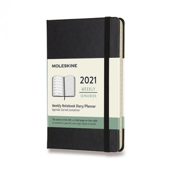 Diár MOLESKINE 2021 týždenný tvrdý čierny S