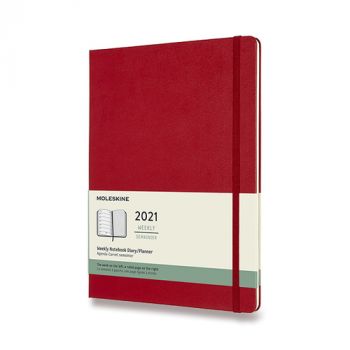 Diár MOLESKINE 2021 týždenný tvrdý červený XL