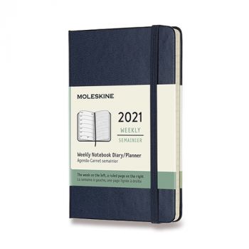 Diár MOLESKINE 2021 týždenný tvrdý modrý S