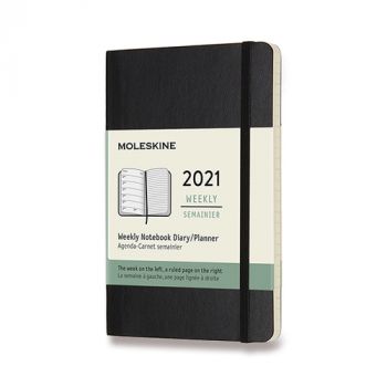 Diár MOLESKINE 2021 týždenný mäkký čierny S