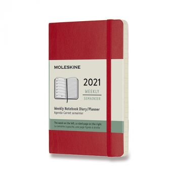 Diár MOLESKINE 2021 týždenný mäkký červený S