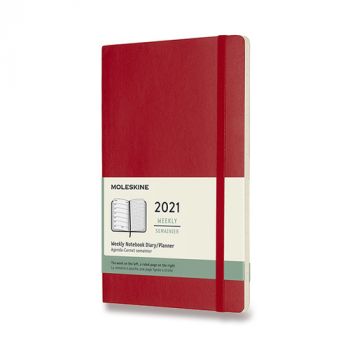 Diár MOLESKINE 2021 týždenný mäkký červený L