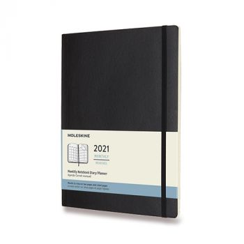 Diár MOLESKINE 2021 mesačný mäkký čierny XL