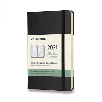 Diár MOLESKINE 2021 horizont týždeň tvrdý čierny S