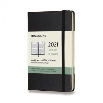 Diár MOLESKINE 2021 vertikálny týždenný tvrdý čierny S