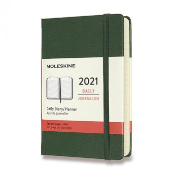 Diár MOLESKINE 2021 denný tvrdý tm. zelený S