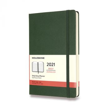 Diár MOLESKINE 2021 denný tvrdý tm.zelený L